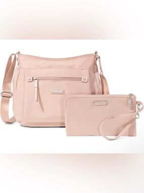 Baggallini Uptown Crossbody Bagg with RFID Wristlet NWT Pink